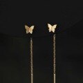 wholesale 14K gold exquisite butterfly tassel ear thread, elegant and graceful-0-0