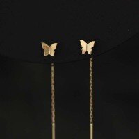 wholesale 14K gold exquisite butterfly tassel ear thread, elegant and graceful-14K per price