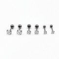 wholesale S925 Silver Ear Studs European and American Threaded Ball Four-Prong Zircon Ear Bone Piercing Jewelry Wholesale from Manufacturers-0-4