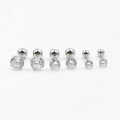 wholesale S925 Silver Ear Studs European and American Threaded Ball Four-Prong Zircon Ear Bone Piercing Jewelry Wholesale from Manufacturers-0-0
