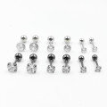 wholesale S925 Silver Ear Studs European and American Threaded Ball Four-Prong Zircon Ear Bone Piercing Jewelry Wholesale from Manufacturers-0-1