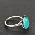 wholesale Platinum 45ct Synthetic Paraiba Teardrop 10*14 High Carbon Diamond Ring Women's Minimalist Ins-0-1