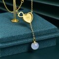 wholesale 925 Silver Fashion Necklace with Heart-Shaped Red Agate Chalcedony Pendant, Women's Wholesale Collarbone Chain-0-2