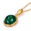 wholesale 925 Silver Japanese Retro Style Natural Malachite Geometric Pendant Without Chain Mori Girl Fine Workmanship Colored Gemstone Necklace Jewelry-0-2