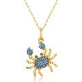 wholesale S925 Silver Crab Blue Spinel Necklace for Women, Summer Vacation Style Pendant Wholesale, Cancer Zodiac Jewelry Wholesale-0-5