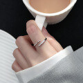 wholesale S925 Silver Nalan Ring for Women, Korean Style Minimalist One-Word Micro-Beaded Edge Open Adjustable Jewelry J3616-0-2