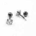 wholesale S925 Silver Ear Studs European and American Threaded Ball Four-Prong Zircon Ear Bone Piercing Jewelry Wholesale from Manufacturers-0-2