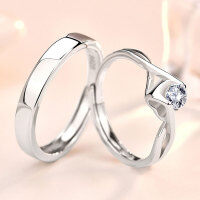 wholesale S925 Sterling Silver Cross-Border Couple Rings with High-End Sense, Adjustable Open Design, Minimalist Zircon Diamond Rings for Men and Women, Niche Style-S925 sterling silver Open ended women's ring