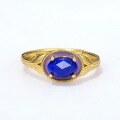 wholesale 925 Silver Metal Japanese and Korean Light Luxury Vintage Leaf Flower Ring with Natural Lapis Lazuli Adjustable Opening Wholesale Women's Jewelry-0-1