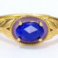 wholesale 925 Silver Metal Japanese and Korean Light Luxury Vintage Leaf Flower Ring with Natural Lapis Lazuli Adjustable Opening Wholesale Women's Jewelry-0-2