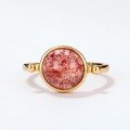 wholesale 925 Silver Plated with 9K Gold, Japanese and Korean Light Luxury Natural Strawberry Quartz Silver Ring for Women, Mori Girl Style Candy-Colored Ring Jewelry-0-1