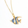 wholesale S925 Silver Summer Marine Clownfish Pure Silver Pendant Collarbone Chain Blue Tropical Fish Necklace for Women from Source Manufacturer-0-1