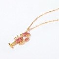 wholesale S925 Gold-Plated Sterling Silver Summer New Lobster Pendant with Red Ruby Ocean Vacation Necklace Women's Jewelry-0-1