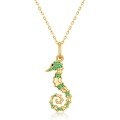 wholesale 925 Sterling Silver with Nano Green Zircon Summer New Seahorse Pendant Vacation Ocean Necklace for Women Wholesale European and American Jewelry-0-5