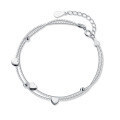 wholesale S925 Sterling Silver Simple and Fashionable Double-layer Heart Bracelet for Women, Elegant and Fresh Silver Light Pearl Hand Accessory S3197-0-4