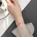 wholesale S925 Sterling Silver Simple and Fashionable Double-layer Heart Bracelet for Women, Elegant and Fresh Silver Light Pearl Hand Accessory S3197-0-3