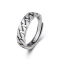 wholesale S925 Sterling Silver Simple Retro Chain Link Square Bar Overlapping Cross Open Ring for Women Wholesale-0-4