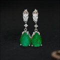 wholesale Metal material first: 6 carats greendrop earrings 10*14luxury ear studs 2025-0-7