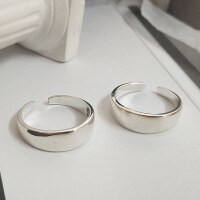 wholesale S925 Sterling Silver, New Korean And Japanese Style, Polished Open Adjustable Index Finger Ring For Women, Ins Trend, Simple Vintage-jz245 Opening adjustable