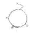 wholesale S925 silver star charm bracelet for women, trendy and creative vintage cross and heart design in Thai silver jewelry-0-4