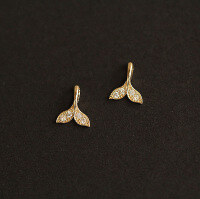 wholesale 9K Gold Korean Dongdaemun Earrings Classic Elegant Versatile Pendant Mermaid Legend Moissanite-One price moissanite