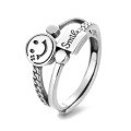wholesale S925 Sterling Silver Korean Style New Retro Twist Smile Fashion Adjustable Open Ring Women's Finger Ring Hand Jewelry-0-4