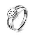 wholesale S925 Sterling Silver Korean Style New Retro Twist Smile Fashion Adjustable Open Ring Women's Finger Ring Hand Jewelry-0-6