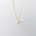 wholesale S925 Sterling Silver Cute and Sweet Minimalist Five-Point Star Pendant Necklace for Women, Korean Style D7027-0-3