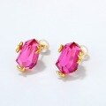 wholesale 925 Sterling Silver Minimalist Exaggerated Synthetic Pink Topaz Geometric Rhombus Stud Earrings Women's Leaf Earrings Cross-border Wholesale-0-1