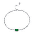 wholesale S925 Silver Hot-Selling Romane Chain Cultivated Emerald Simple Lady-like Gift Light Luxury High-End Bracelet-0-4