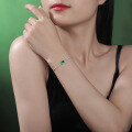 wholesale S925 Silver Hot-Selling Romane Chain Cultivated Emerald Simple Lady-like Gift Light Luxury High-End Bracelet-0-3