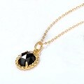 wholesale 925 Silver Vintage Style Natural Black Agate Pendant Choker Necklace Japanese Light Luxury Classic Twist Geometric Necklace-0-1
