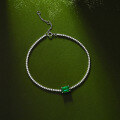 wholesale S925 Silver Hot-Selling Romane Chain Cultivated Emerald Simple Lady-like Gift Light Luxury High-End Bracelet-0-1