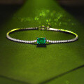 wholesale S925 Silver Hot-Selling Romane Chain Cultivated Emerald Simple Lady-like Gift Light Luxury High-End Bracelet-0-2