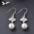 wholesale S925 Sterling Silver Fashion Pearl Earrings Simple Shell Pearl Small Fan Ear Studs for Women with Inlaid Zirconia-0-3