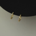 wholesale 9K Korean-style pure gold plated zirconia half-circle fashionable and elegant vintage hoop earrings-0-3