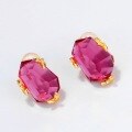 wholesale 925 Sterling Silver Minimalist Exaggerated Synthetic Pink Topaz Geometric Rhombus Stud Earrings Women's Leaf Earrings Cross-border Wholesale-0-2