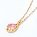 wholesale S925 silver-plated 9K gold classic water drop pendant with natural pink quartz (rose quartz) wholesale necklace for spring and summer new arrivals-0-1
