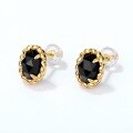 wholesale Sterling Silver Japanese and Korean Light Luxury Vintage Natural Black Agate Stud Earrings for Women, Airumei New OL Style Versatile Wholesale-0-1