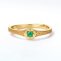 wholesale 925 Silver Gold Plated Green Star Emerald Light Luxury Vintage Adjustable Ring for Women Wholesale Jewelry-0-1