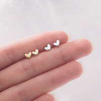 wholesale Metal Material S925 Sterling Silver Ear Studs Women Korean Style Small Fresh Sweet Smooth Heart Minimalist Girly Earrings G6236-s925 silver pair-silver model 925 silver