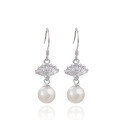 wholesale S925 Sterling Silver Fashion Pearl Earrings Simple Shell Pearl Small Fan Ear Studs for Women with Inlaid Zirconia-0-4