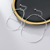 wholesale S925 silver Korean-style minimalist Japanese small light bead snake bone ankle chain for women, elegant student foot accessory S3855-s925 silver bracelet>925 silver