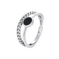 wholesale S925 Sterling Silver Retro Style Vintage Fashion Drip Glaze Double Layer Lettering Open Adjustable Ring Wholesale-0-4