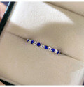 wholesale S925 Silver Red and Blue Sapphire Thin Ring, Fashionable and Individualistic Ring, Delicate Row of Diamonds Ring, Minimalist Style, Trendy Ins Ring-0-6