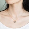 wholesale S925 Silver Plated 9K Gold Vintage Japanese Small Blue Spinel Floral Pendant Necklace, Midsummer Night's Dream-0-1