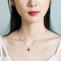 wholesale S925 Sterling Silver Gold-Plated Geometric Minimalist Natural Garnet Pendant Necklace for Women, Wholesale Luxury Jewelry-0-3
