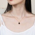 wholesale 925 Silver Geometric Pendant Women's Korean Light Luxury Retro Style New Arrival Small Chanel-inspired Natural Black Agate Necklace Wholesale-0-3