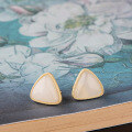 wholesale 925 Gold Plated Inlaid Minimalist Triangle Hetian Jade Stud Earrings with Certificate from Douyin Kuaishou Live Factory Source-0-0