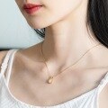 wholesale Gold-plated 925 Silver Opal Light Luxury Retro Pendant Women's Mori Style Fresh and Classical Egg-shaped Necklace Wholesale Necklace-0-1